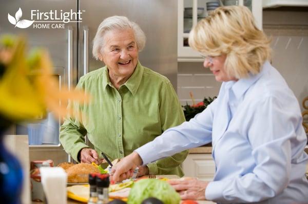 FirstLight HomeCare provides meal preparation, medication reminders, companionship & more!