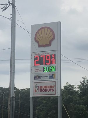 Electronic Billboard Advertises $2.79 per gallon for "Regular Gas"