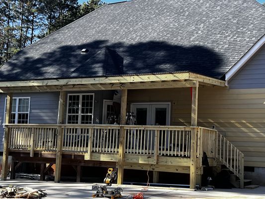 Deck with awning.