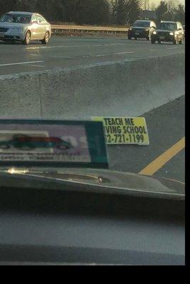 Do you want a driving school that cannot keep a sign on a car teaching your child?  This was on Route 1 South  Dangerous!