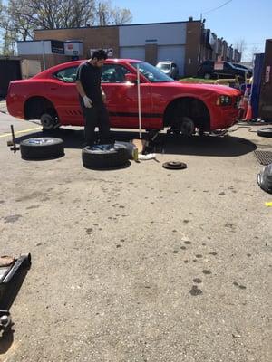 Jose changing my rotors and brakes on a Sunday as a walk in.. In and out in about an hour