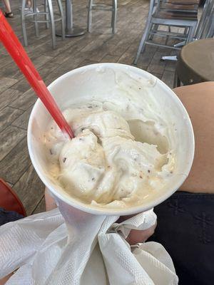 Supposed to be a snickers blizzard, but it's a cup of vanilla ice cream