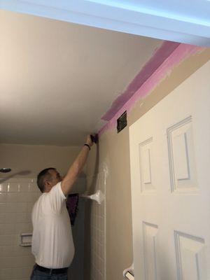 Popcorn ceiling removal and repair.