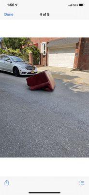 The sofa the worker left in the middle of the street