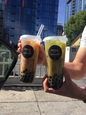 roasted oolong and green thai-ger :: boba was chewy, but drinks were watered down. super disappointed.