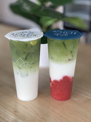 MATCHA LATTE and STRAWBERRY MATCHA LATTE