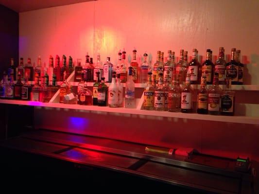 The bar liquor.