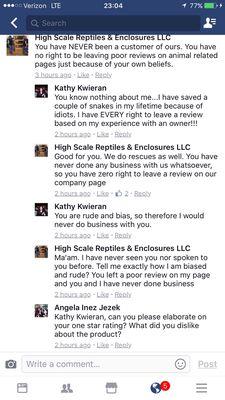 Here's her rude and uncalled for review of a business she's never had any contact or business with.