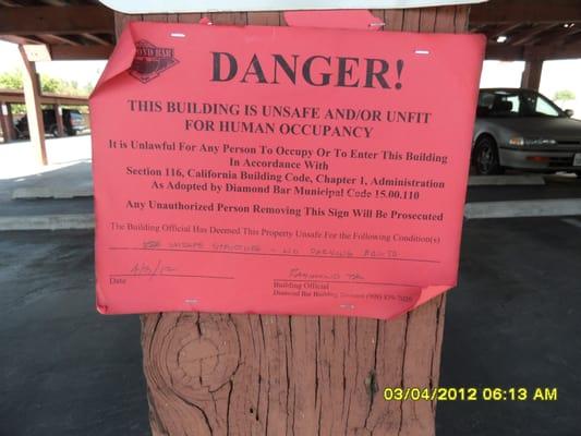 Unsafe structures violations from the City of Diamond Bar