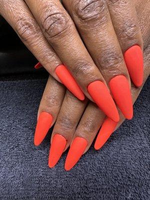 Apres GelX with matte neon gel polish!