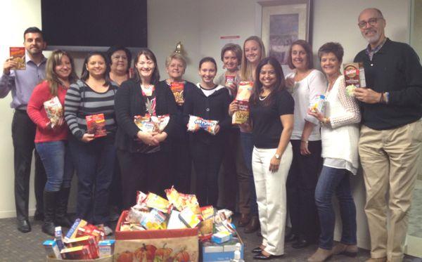 Employees giving to the Westchester Food Pantry