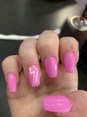 the nails are different shapes and the lightning bolt is wack.