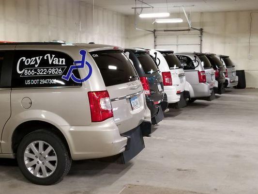 Some Cozy Vans washed and parked for the day, clean ready to take you where you need to go!