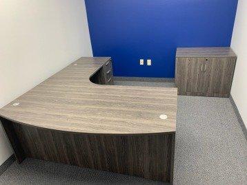 New Desks can be ordered in several configurations and colors. (L-shape, U-shape, Desk and Credenza, etc).