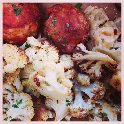 Turkey Meatballs and Baked cauliflower.