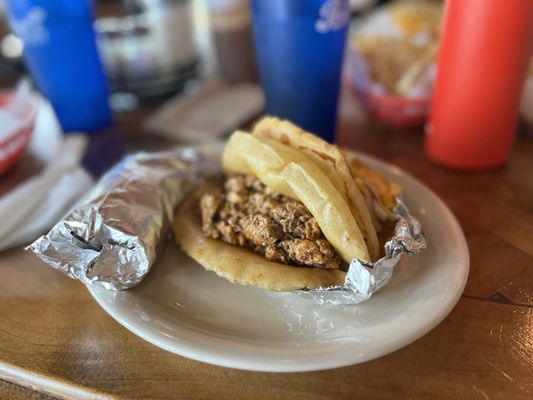 Chorizo Breakfast Puffy Taco