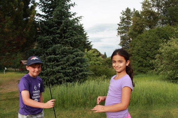 Catch-and-release fishing at our pond that is home to hundreds of rainbow trout.