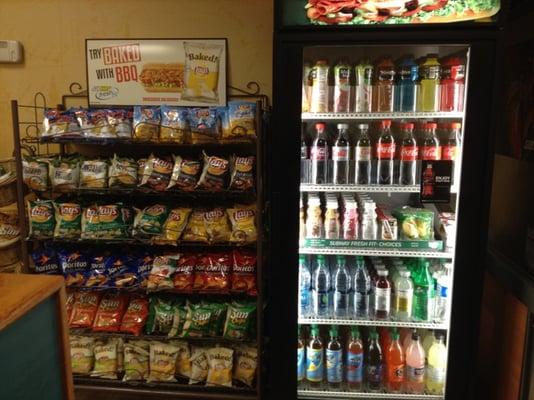 Bottled Soda and Chips Selection (More in baskets to the left)