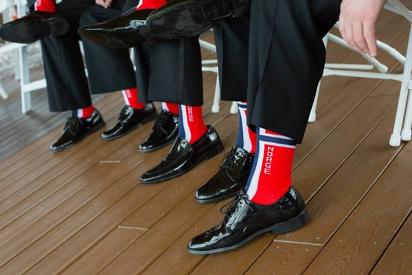 Groomsmen showing their stuff