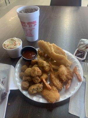 Fried fish and shrimp,okra!