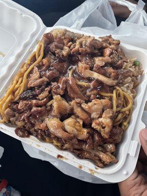 Teriyaki Chicken - half noodles, half fried rice