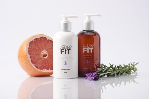 Cooper Spa's private label, Beautiful Fit, includes Lavender Citrus Hand and Body Lotion and Body Wash.