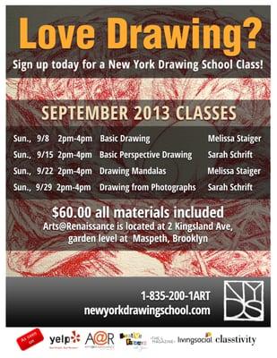 September Classes 2013 go to www.newyorkdrawingschool.com to register