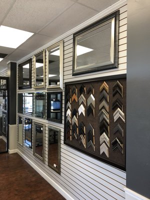 In stock framed mirrors and custom frames for your space.