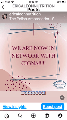 We are in network with Cigna health insurance