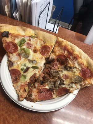 Left, Supreme Pizza -  Right, Meat Lovers