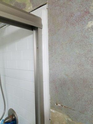 Shower that was supposed to be installed by Ryan Savioe and his renovation crew.