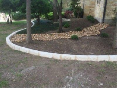 Rock landscape borders mortared with a mortar bed