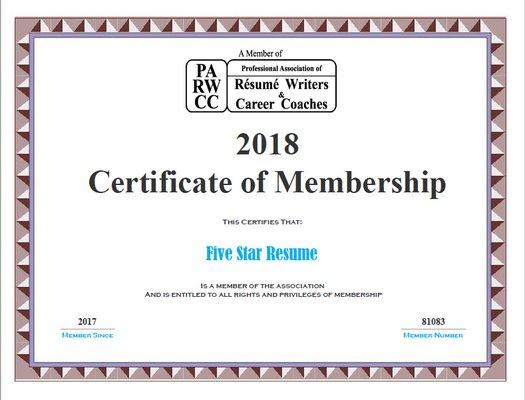 Proud member of the Resume Writers & Career Coaches Association