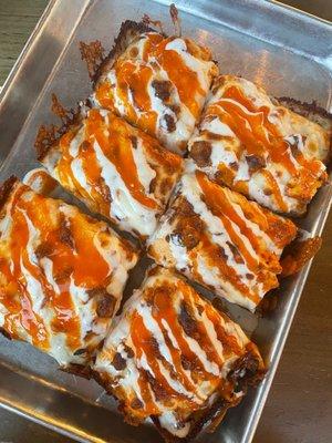 Gluten free buffalo chicken pizza