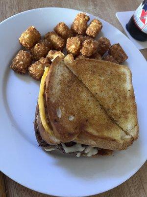 Chewbacca burger with tots