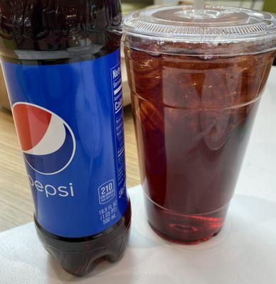 Pepsi and home made sweetened ice tea