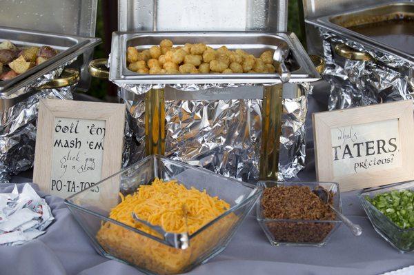 Our potato bar during the wedding cocktail hour!  Photo credit: Dan Rice Photography