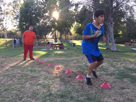 Footwork quick feet cone drills