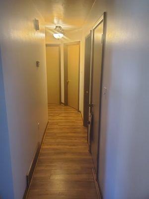 Hallway flooring and paint of walls, doors and trim.