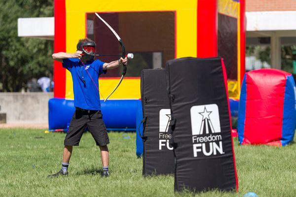 Archery Tag Is Played Like Dodgeball With A Safe Zone In The Middle. The Arrows Are Safe & Kids Of All Ages Can Play.