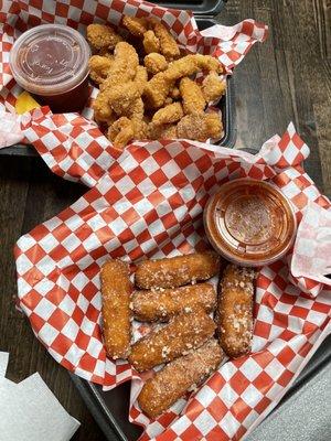 Calamari and mozzarella sticks