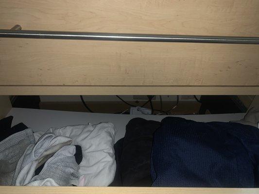 Back missing in second drawer so all the clothes would fall behind.