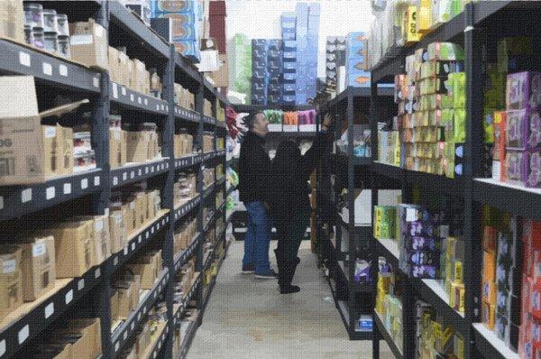 Store managers are ensuring stock is up-to-date and replenished for customer's convenience.