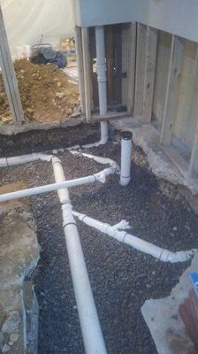 All new under ground plumbing for a basement renovation.