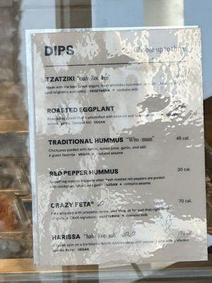 Dips menu