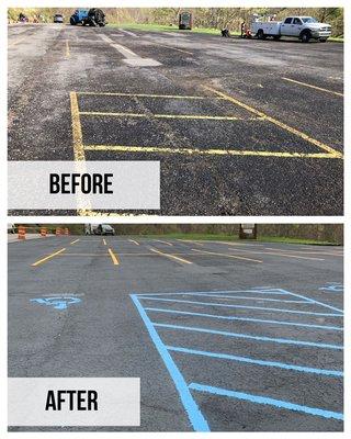 A fresh seal and restripe can drastically improve the look and lifespan of your asphalt.