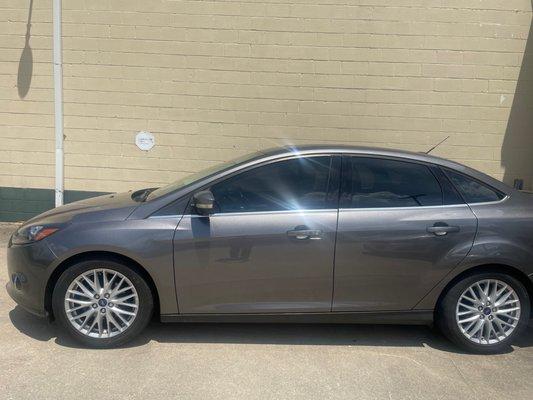 The Ford Focus after the windows were tinted.