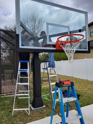 Basket ball hoop installation