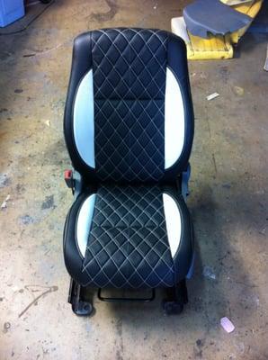 Seat redone in diamond stitch