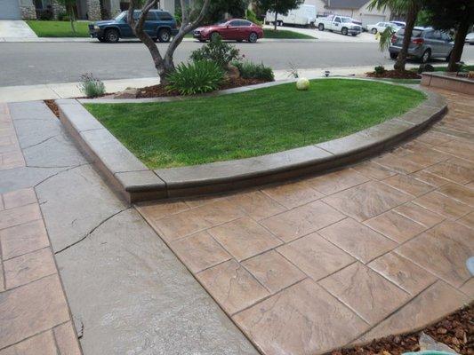 Stamped concrete driveway and garden box - Granite Bay, California